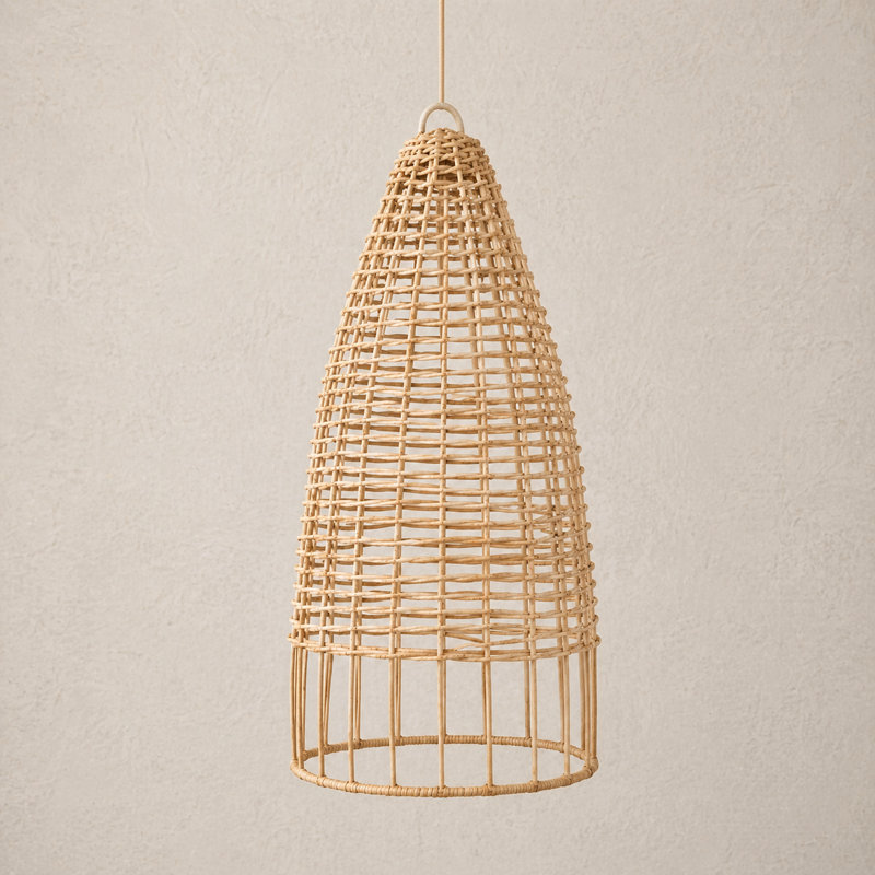 22 in. H Rattan Bell Pendant Shade