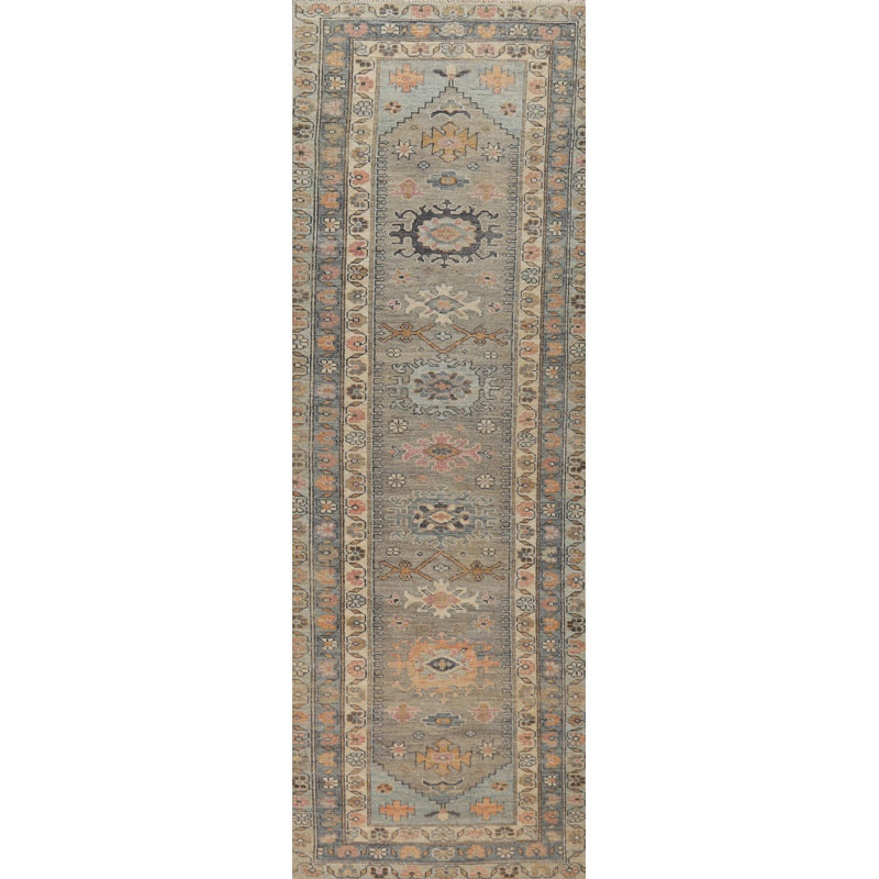 Vegetable Dye Oushak Turkish Runner Rug 3x12
