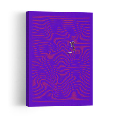Purple Wave Ride Abstract Energetic Minimalist Beach Ocean Wall Art Print by Dominik Przerwa - Wrapped Canvas Print