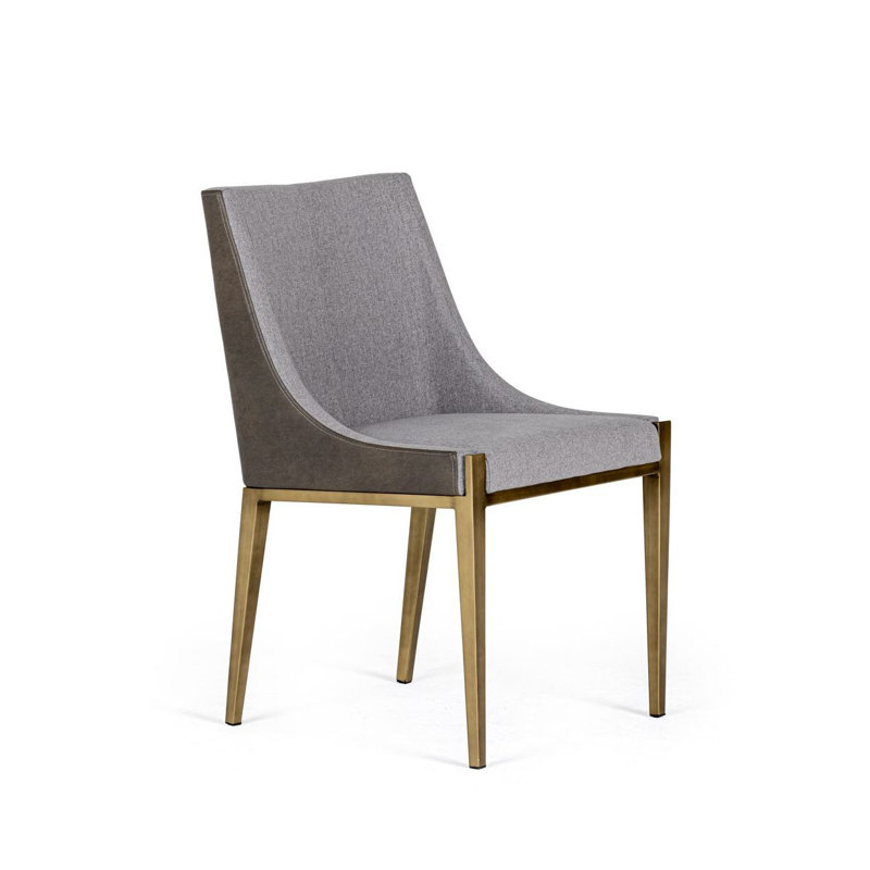 Sipra - Chaise de salle à manger moderne gris et laiton