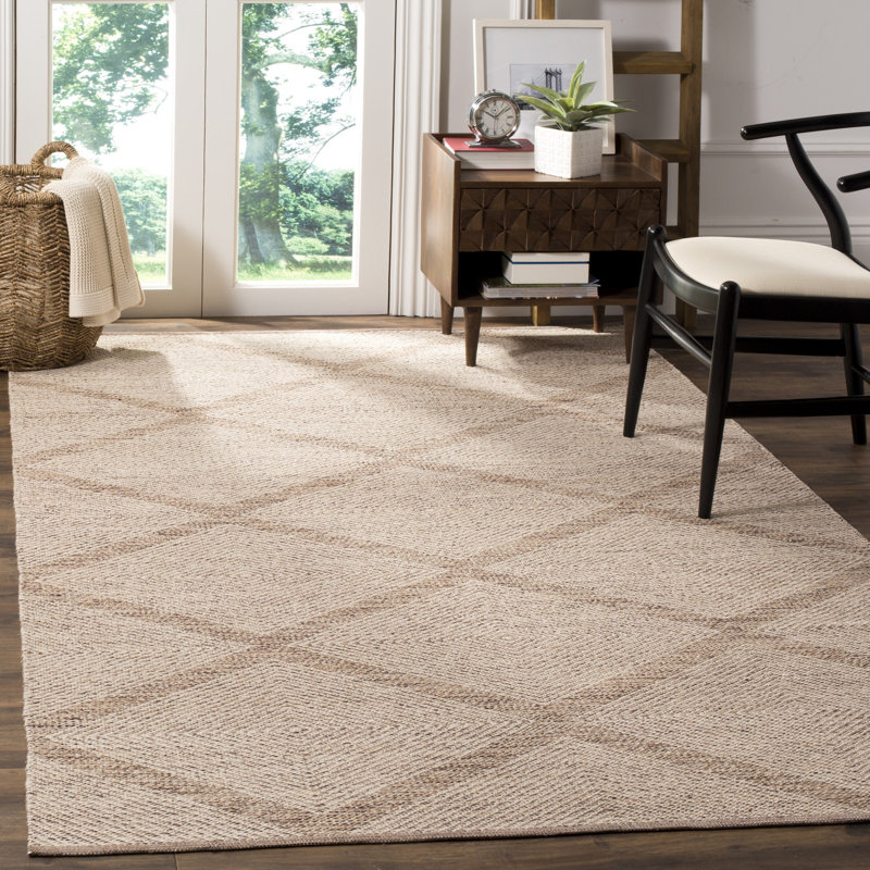 Abberton Hand Woven Cotton Geometric Rug, Rectangle 4' x 6'