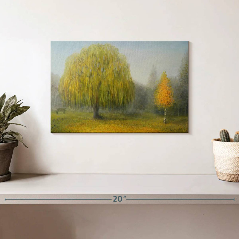 Misty Willow Tree, peinture, H 8 po x l 12 po