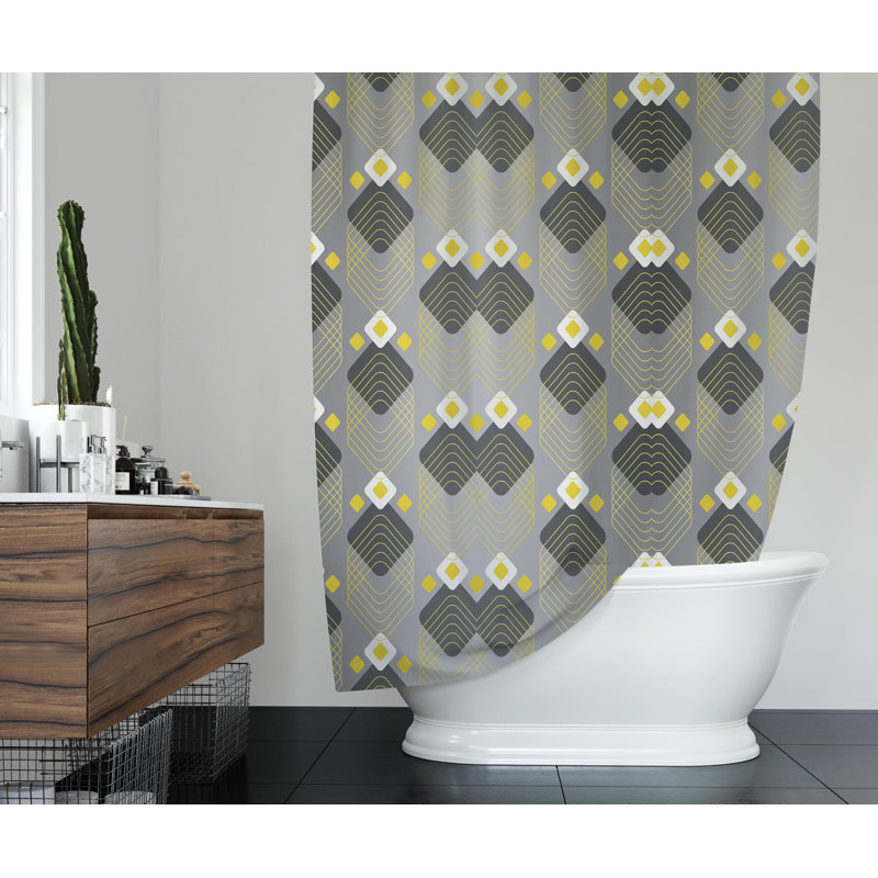 Fatema Geometric Shower Curtain, 90" H x 70" W