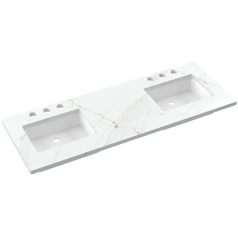 Gilded Double Drawer Bath Floating Vanity, Gray Weathered, 60"