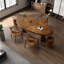 Table de salle à manger moderne en bois massif de forme libre-2040505344