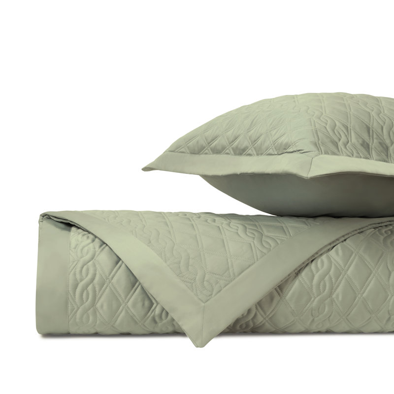 Standard Cotton 3 Piece Coverlet Set, King Coverlet + 2 King Shams, Crystal Green