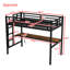 Lit mezzanine en métal avec bureau, charge USB et éclairage à DEL - peu encombrant, réduit le bruit, noir-1386308602