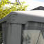 Pavillon de jardin 9,6 pi x 11,6 pi, auvent à 2 toits, gris, pour jardin, pelouse, cour, terrasse, construction résistante aux intempéries, filet de protection, étapes d'assemblage simples - avec terrasse en acier à filet, coupe-vent, gris