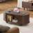 Coffee Table With Storage And 360° Sliding Doors, Walnut