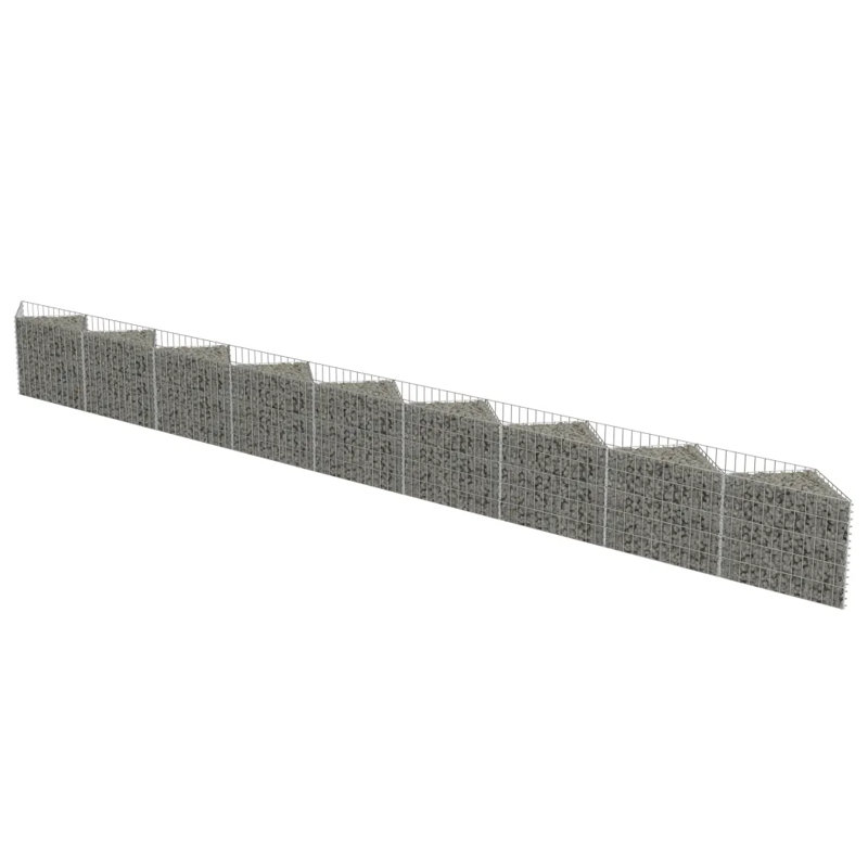 50cm H x 630cm W Silver Metal Gabion Wall