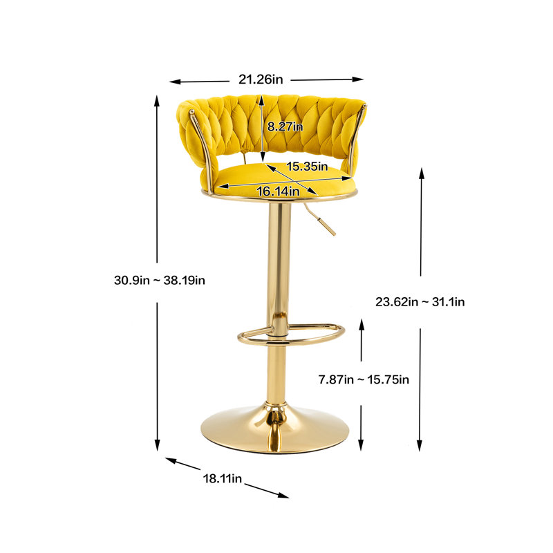 Chaises de bar pivotantes en polyester réglables et confortables pour la cuisine et la salle à manger