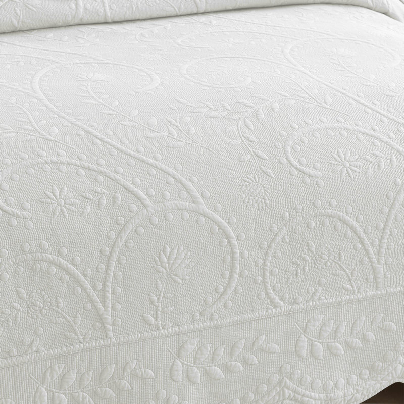 Ensemble de courtepointe 100 % coton, Blanc, Courtepointe très grand et 2 très grandes taies