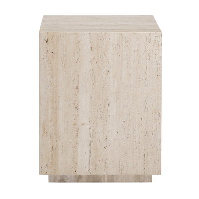 Square Travertine Stone Accent_End Table