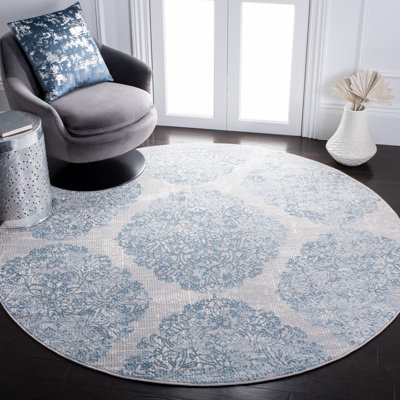 Jessa Ikat Gray/Blue Area Rug