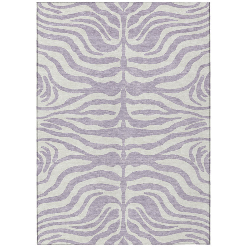 Tapis d'intérieur lavable à motif animal lavande 10 pi x 14 pi