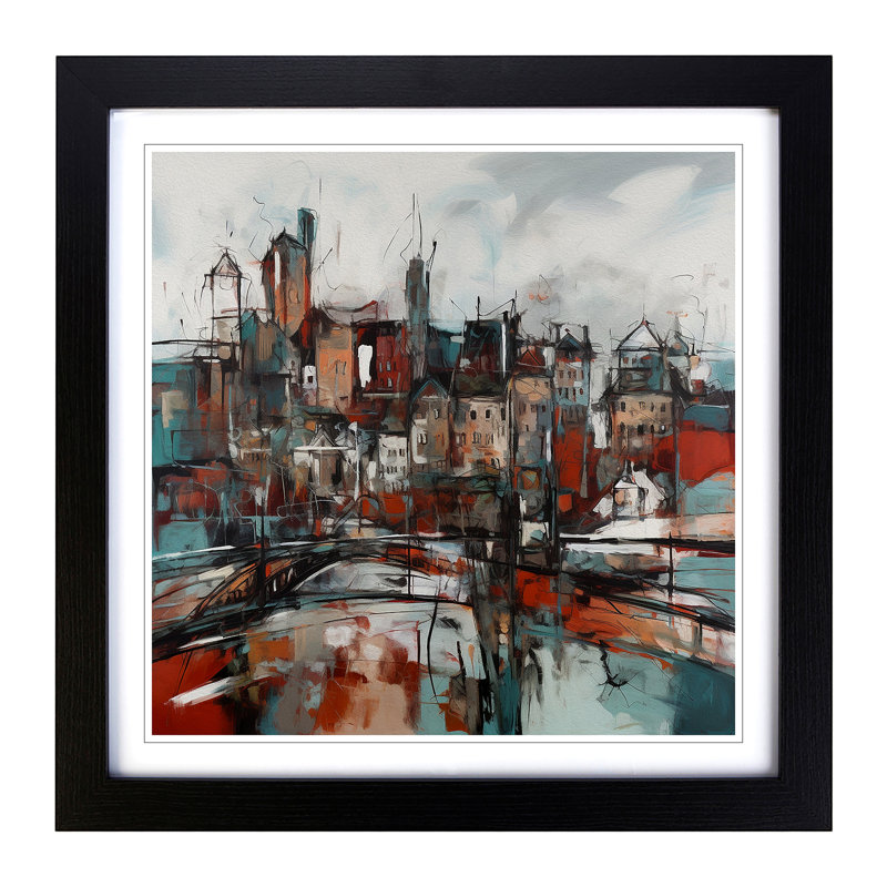 City Of Belfast Abstract Expressionism No.3 - Framed Print, Black