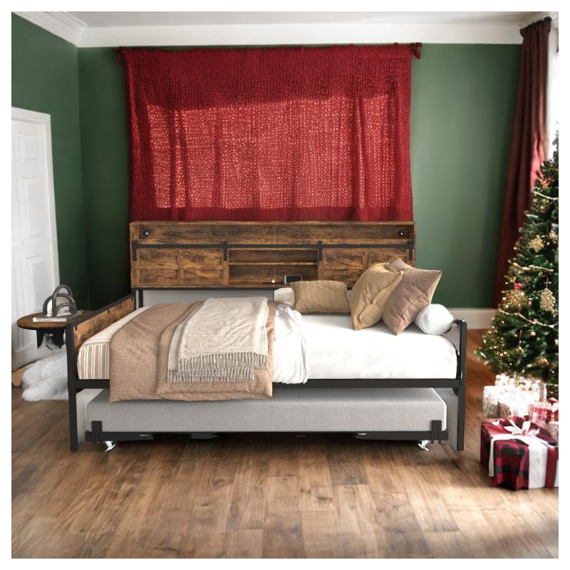 Multi-Functional Twin Daybed with Trundle, LED Lighting & Charging Station