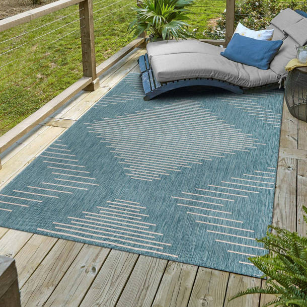 Millwood Pines Almus Blue/Pink Indoor/Outdoor Rug & Reviews | Wayfair