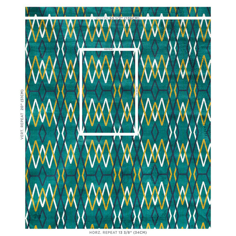 Schumacher x Neisha Crosland Kyoto Trellis Fabric, Emerald