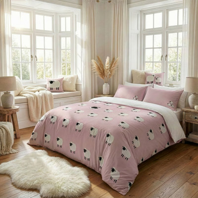 Ensemble de housse de courtepointe super très grand, rose, 102,4 x 86,6 pouces | 70% coton, 30% polyester, 145 fils | Comprend 2 taies d'oreiller (19,7 po x 31,5 po) | Lavable à la machine, conception élégante avec fermeture à boutons pour couette