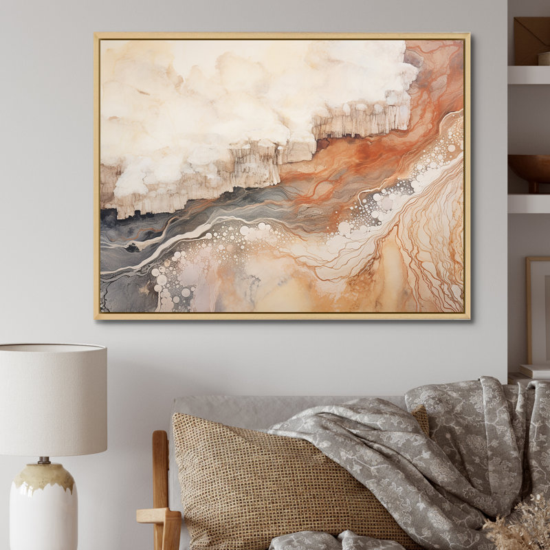 Minimalisme Geyser Landscape Tranquility I - Décoration murale Geyser, Cadre naturel flottant, H 24 po x l 32 po x P 1 po