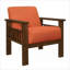 Sièges d'appoint de salon: fauteuil classique en tissu orange, finition bois de noyer massif moderne
