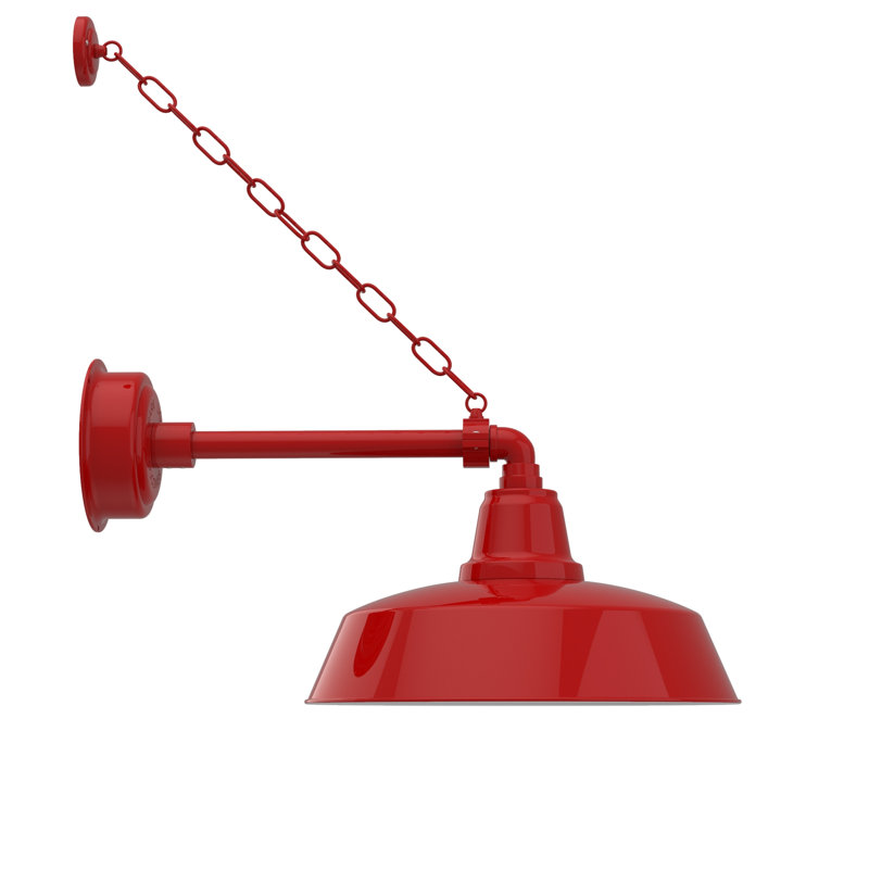 Luminaire de grange d'extérieur à DEL Vandervliet, H 10 po x l 16 po x P 25 po, Rouge cerise