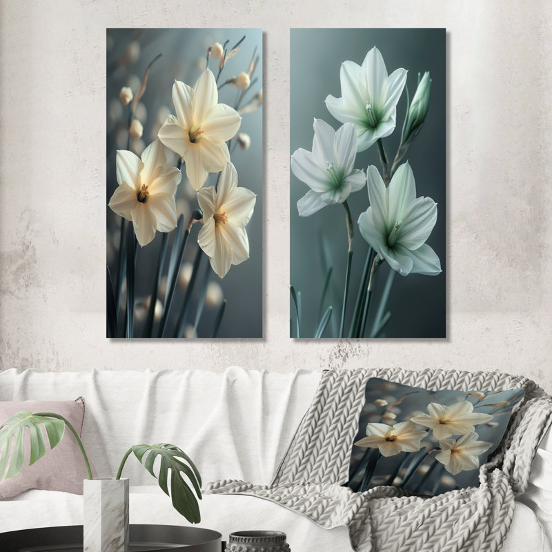 Gouveia - Ensemble de 2 jonquilles murales, Ne s’applique pas, Toile tendue sur cadre, H 28 po x l 24 po