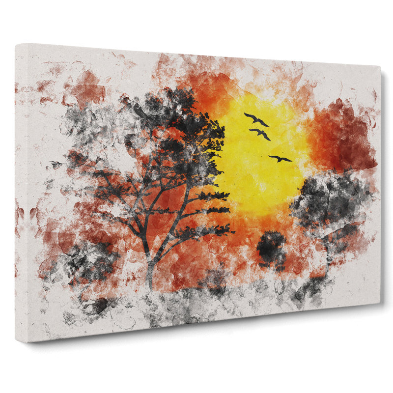 Birds and Trees at Sunset - Wrapped Canvas, 60cm H x 91cm W x 3cm D