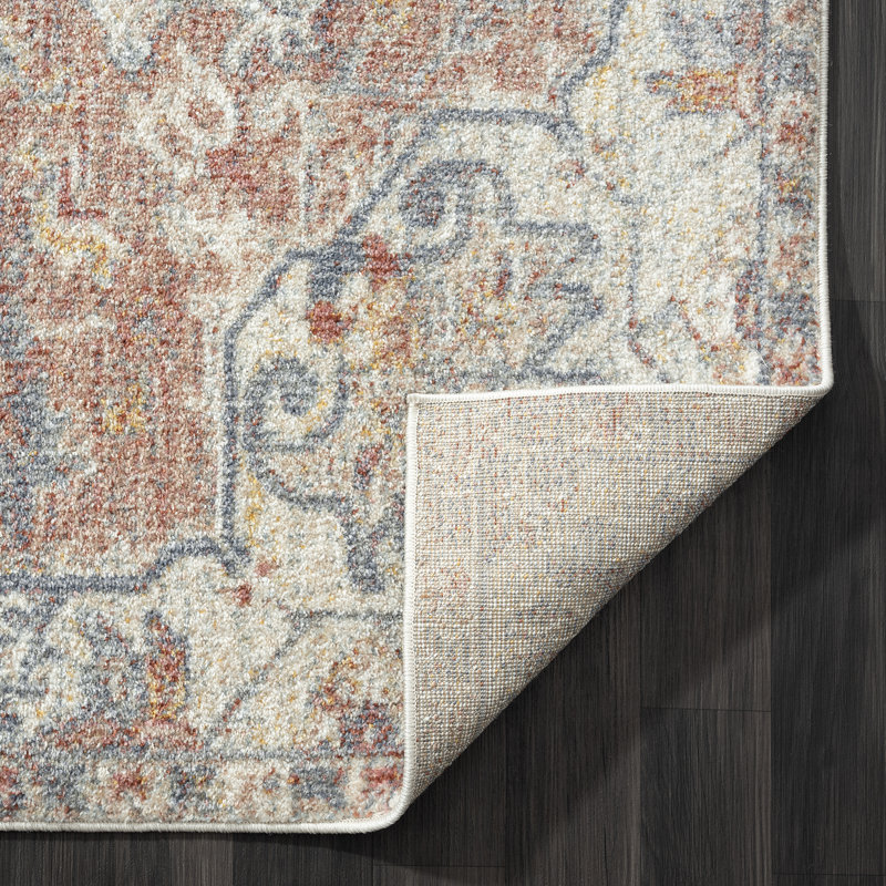 Tapis crème et rouge Gerzon, Rectangle 5 pi 3 po x 7 pi 6 po