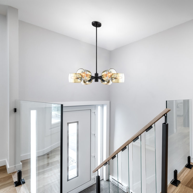 Ivannia 6 - Light Steel Dimmable Modern Linear Chandelier