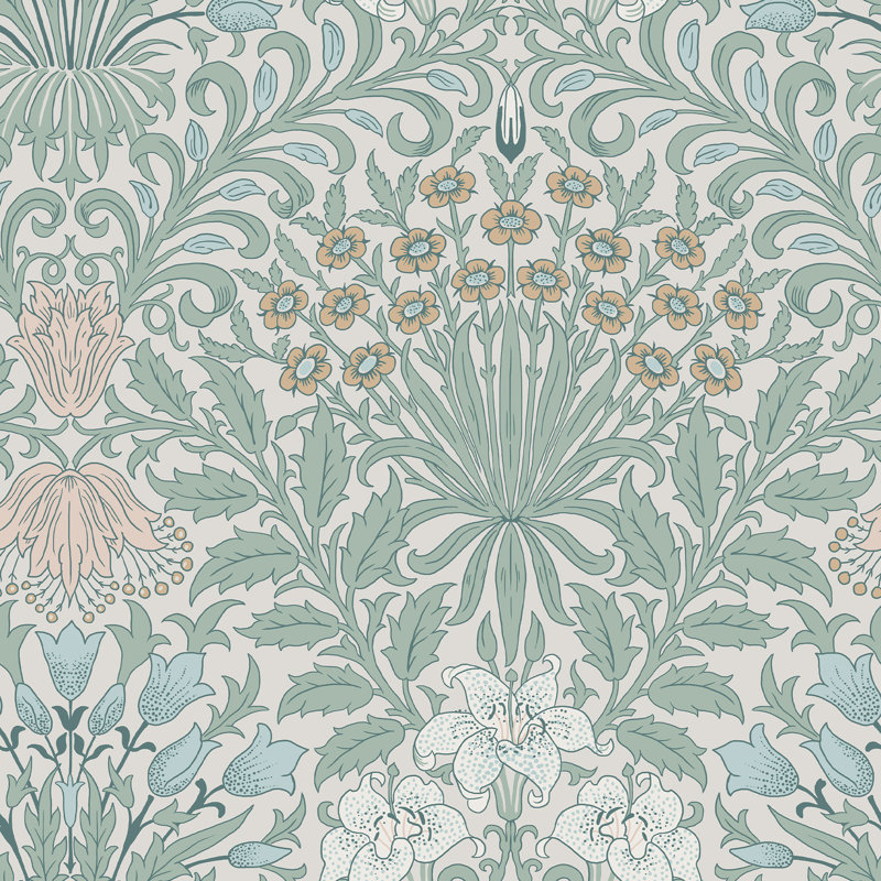 William Morris Garden Soft Wallpaper, Light Blue