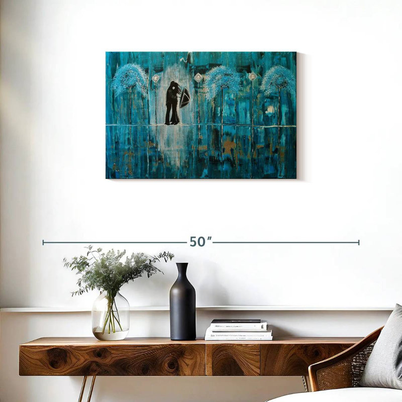 Hardie turquoise, pluie et romance, H 20 po x l 30 po