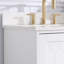 Meuble-lavabo en bois massif H 35 po x l 60 po avec comptoir en quartz blanc résistant aux taches et lavabo double-2082408239