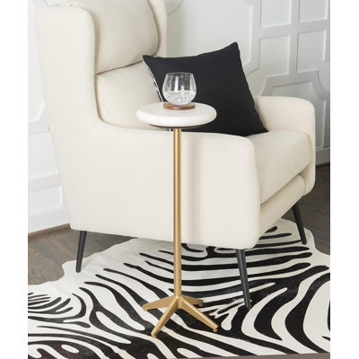 Marble Drink Accent Table, White