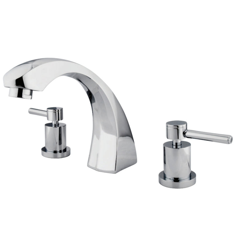 Kingston Brass Concord Two-Handle 3-Hole Deck Mount Roman Tub Faucet, Polished Chrome