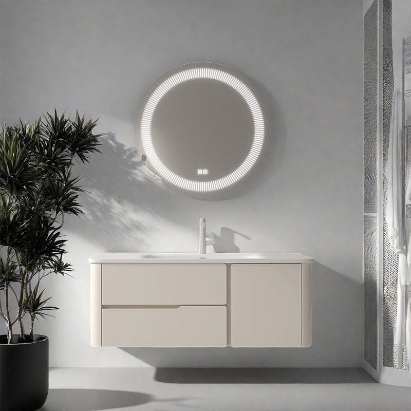 Armoire de salle de bain française de style crème minimaliste