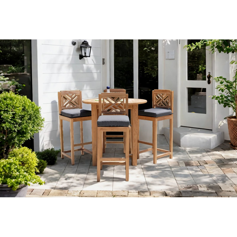 Monterey Teak Bar Set with Stools, Cocoa