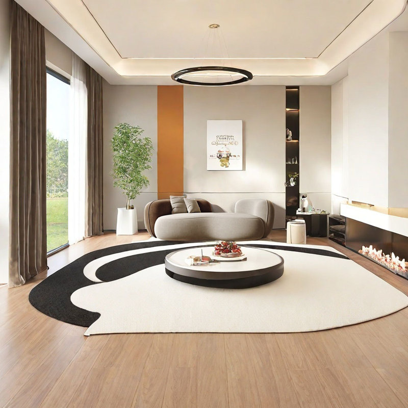 Canapé incurvé moderne, H 27,56 po x l 66,93 po x P 35,43 po, 2, Café / blanc cassé
