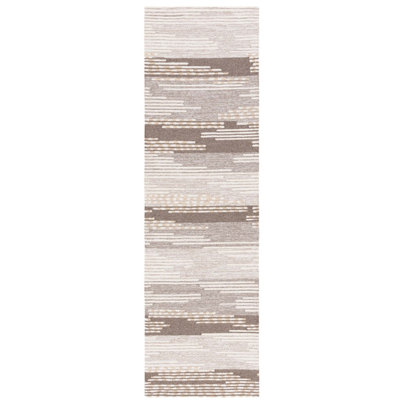 Tapis beige en laine / coton touffeté à la main Martha Stewart, Tapis de couloir 2 pi 3 po x 8 pi