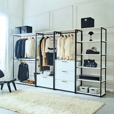 Armoire autoportante blanche - cadre en métal, rangement extra profond, imperméable et résistant à la chaleur, égratignure, panneau blanc classé E0, protégé,