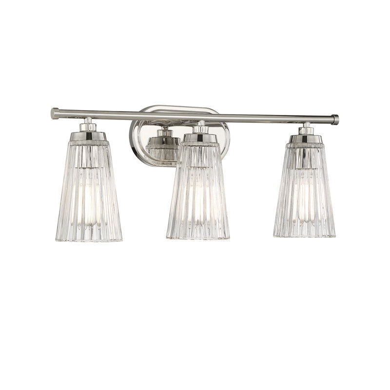 Luminaire de salle de bain à intensité variable en acier et verre Jeanie , H 10 po x l 22 po x P 22 po, Nickel