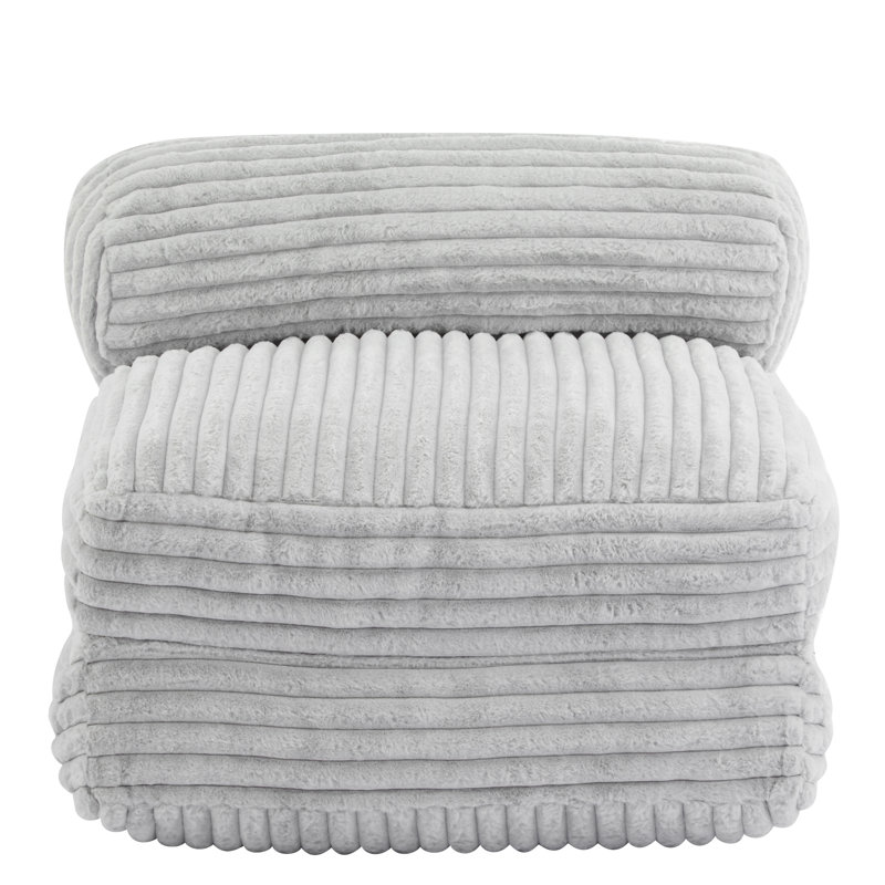 Benavidez Latina Indoor Foldable Bean Bag Lounge Chair, Gray Hue, 2 - In 1 , Soft Faux Fur, Shredded Foam Support For Work And Relax, Fur Cover, Fill