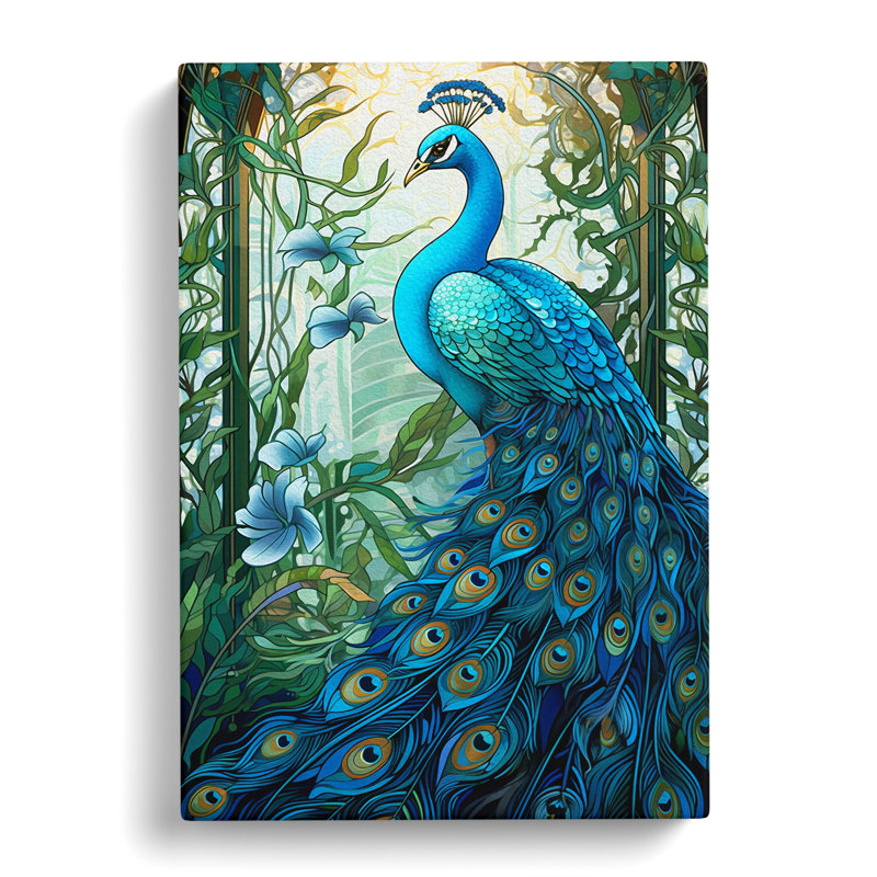 Peacock Nouveau No.2 - Wrapped Canvas, 50cm H x 35cm W x 3cm D
