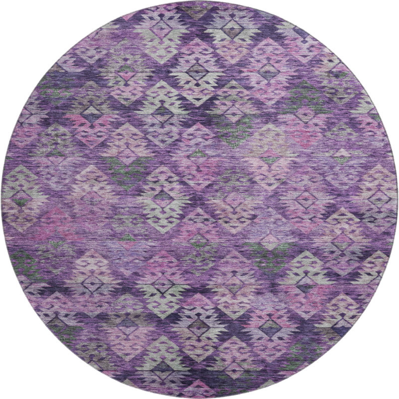 Premium Machine Washable Marasco AMF1637 Diamonds Rug, Round 8'