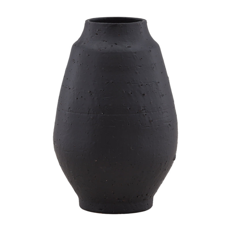 Gannon 17" Tall Terracotta Vase, Black