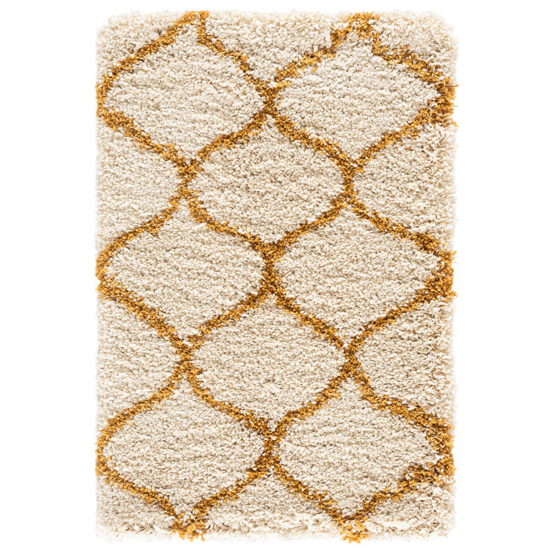 Subrahmanyam Performance Geometric Rug, Gold/Ivory, Rectangle 2' x 3'