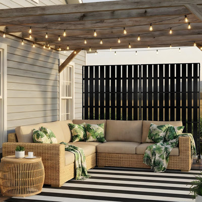 Paravent d'extérieur 3 panneaux en métal 70 pouces résistant aux intempéries pour l'extérieur - Paravent décoratif autoportant pour patio, cour arrière, porche, bord de piscine, jardin