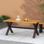 Table de salle à manger en bois et en fer