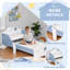 Larkin Toddler Bed Frame for Boys Girls w/Safe Guardrails Low Junior Blue